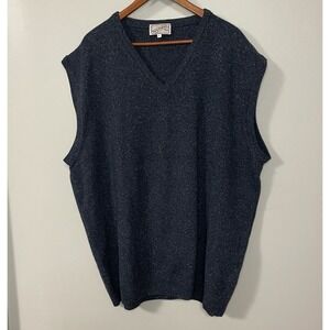 Kerry Traditions Irish Wool Silk Blend Men's‎ Knit Vest Size 4XL Blue Pullover